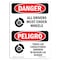 Signmission OSHA Sign, 7" Width, Decal, 7" W, 10" L, Spanish, All Drivers Must Chock Wheels Bilingual OS-DS-D-710-VS-1025 - alternate 1